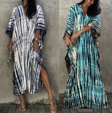 AU SELLER Women Soft Cotton Oversized Kaftan Kimono Beach Dress Cover UP dr213