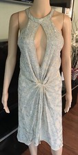 Roberto Cavalli Sexy Embellished Deep Plunged Decollete Dress Gown