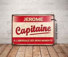 Plaque métal vintage Capitaine personnalisé Décoration panneau Bateau pancarte