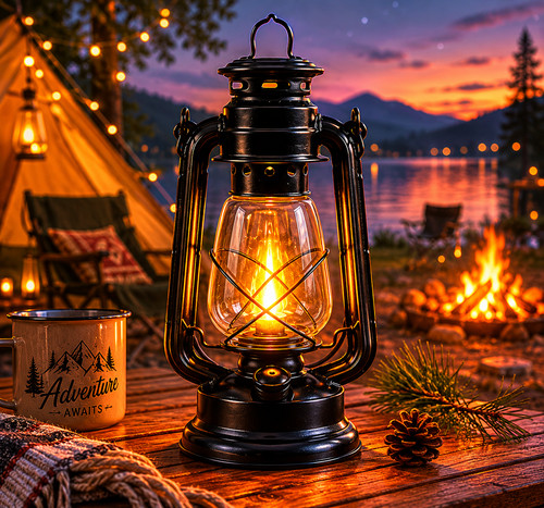 Lampe table vintage noire - de,