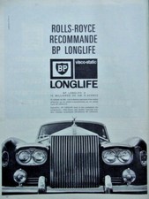 1965 ROLLS ROYCE RECOMMENDS BP LONGLIFE VISCO STATIC PRESS ADVERTISEMENT - GRILLE