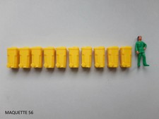 ho lot 10 conteneurs poubelles jaunes à roue 1/87 décor train diorama maquette