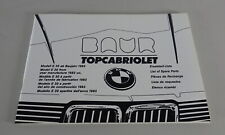 Parts catalogue / spare parts list BMW E 30 Baur top convertible from 1983