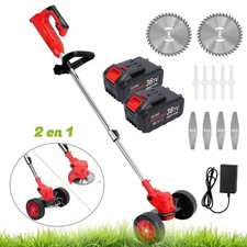 Débroussailleuse sans Fil + 2 Batteries 3 en 1 Coupe-Bordure + Roue de Guidage