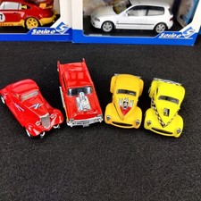 LOT DE 4 VOITURES MAJORETTE HOT RODS CHEVY57/WILLYS41 X2 / FORD 1:32 SANS BOITE
