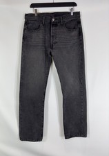 LEVI'S Premium 501 Jeans Homme W32/L30 Coupe Droite Bouton Mouche Noir Délavé