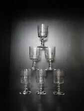 6 Antique Baccarat Engraved Crystal Water Glasses Engraving 4770 Stars Flower 15cm