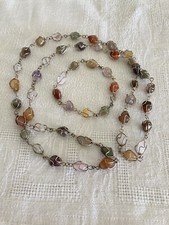 Collier Cage Et Bracelet « Vintage »( Pierres Semi Précieuses )