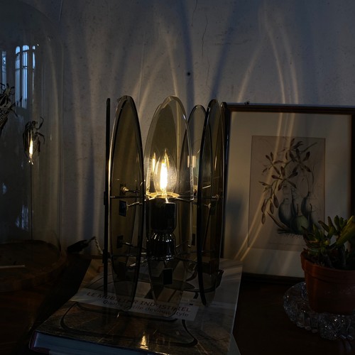 Lampe table verre fumé - en,