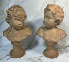 2 Bustes Terre Cuite Plâtre