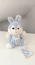 Peluche/Doudou Lapin Bleu Clair Blanc Rayé Nez Rose 22cm  -  Tartine Et Chocolat
