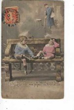 CHILD ON A BENCH FANTASY CARD