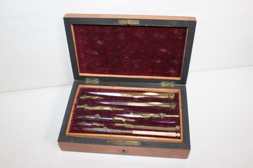 Ancien coffret bois compas - coffret,