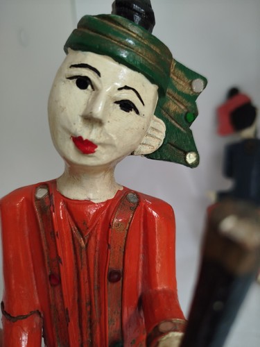 Statuette bois peintes birmane - statuette,