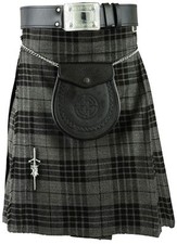 Gris Écossais Kilt à Carreaux Traditionnel Highland Robe Fête Anniversaire