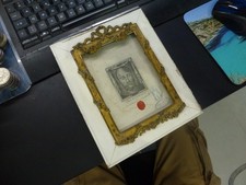 Rare Reliquaire Saint Suaire sur tissu,cachet épiscopal,XIXème,cadre Louis XVI