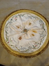 10)Ancien Pavillon De Ciboire Soie Blanc/broderie Fil Or/occasion/MESSE/PRETRE