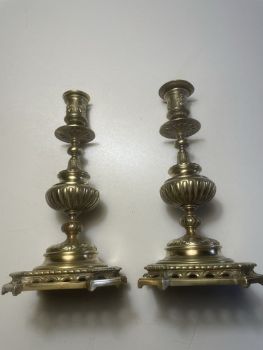Paire bougeoirs bronze - de,