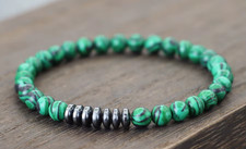 Bracelet de perles Malachite et Hématite, Sur mesure