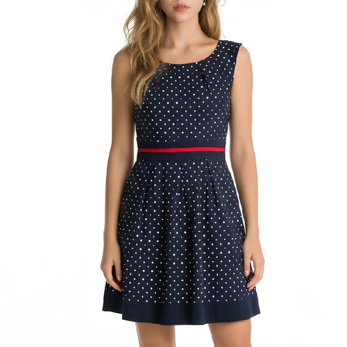 Robe bleu marine - , pois,