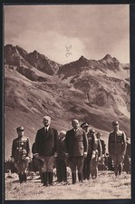 Old postcard Manoeuvres du Galibier 1938, French statesmen and generals, Alber 