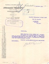 1919 MACHINES A TRAVAILLER LE BOIS J GUILLIET EGRE A FOURCHAMBAULT - SOCIETE