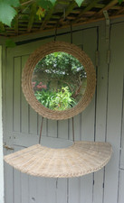 Matégot? Louis Sognot? Rattan Iron Wall Dressing Table Shelf. Forged 1950 1960