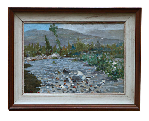 Tableau paysage avec rivière - paysage,