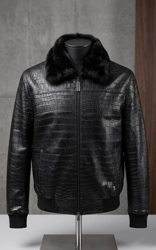 Veste cuir gaufré - en,