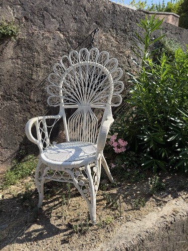 Fauteuil rotin blanc - en, style
