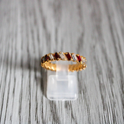 Bague vintage dorée strass