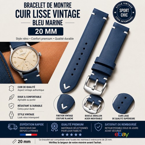 Bracelet montre cuir - , lisse