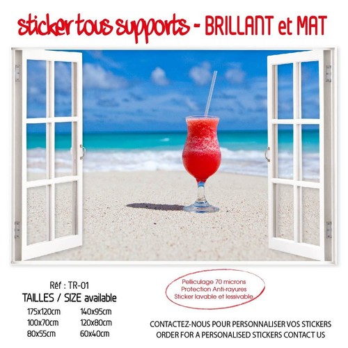 Sticker trompe oeil - trompe, fenetre