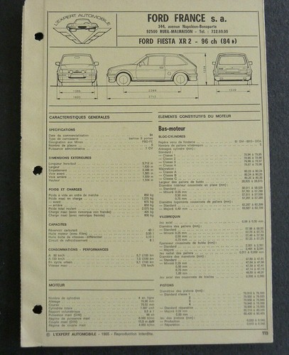 Fiche technique automobile