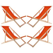 Chaises longues 4x extérieur orange assemblées Woodok