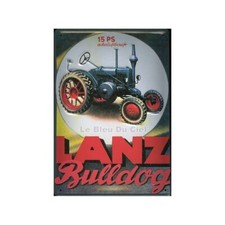 Plaque métal publicitaire 20x30cm bombée en relief : Tracteur Lanz Bulldog 15P