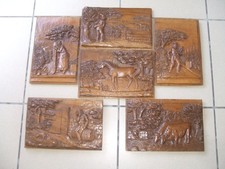 6 panneaux en bois sculptés