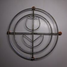 N24.97 Stainless Steel Metal Round Tulip Art Deco Table France Grey Orange