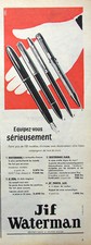 1955 JIF WATERMAN INK CARTRIDGE PRESS ADVERTISEMENT FLAIR PANTA LUX PEN