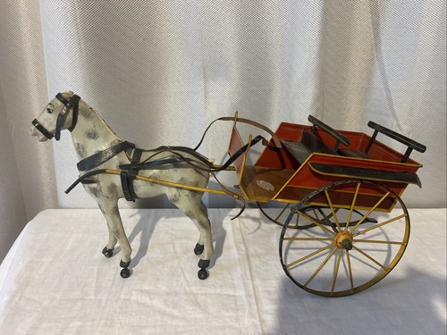 Jouet ancien calèche tôle - jouet,