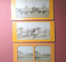 Exposition Universelle Fontaine Lumineuse Coutan 1889  Lot de 3 photos Stéréo