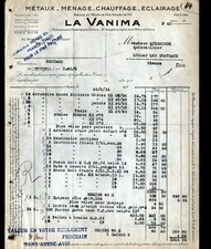TOWERS (37) METALS / HOUSEHOLD / HEATING / LIGHTING "LA VANIMA" Invoice in 1932