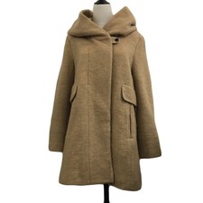 Nano Universe Garde-Robe Wool Hooded Long Coat Beige 38 Women's Used