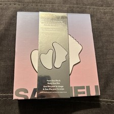 New Stainless Steel Gua Sha Duo for Face and Body W/ Pouch By SACHEU Brand New