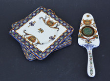 Gien Cake Service Cake Square Plates + Shovel Renaissance Model