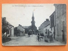 Postcard 1900 LA CHEVALLERAIS Loire Atlantique L'EGLISE et la Place Animés