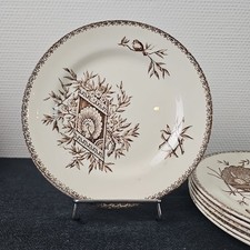 Assiettes A Dessert Grand Dépôt Drouot Terre De Fer Sepia 19ème