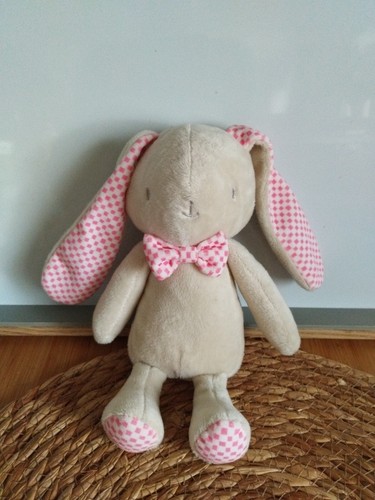 Doudou peluche lapin beige
