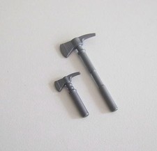PLAYMOBIL (G1260) FIREFIGHTERS - Lot of 2 Grey Axes (Small & Large) 4819 4825