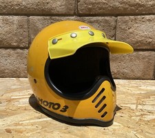 Vintage Dirt Bike Motocross Off-Road 1983 BELL MOTO 3 Yellow Motorcycle Helmet
